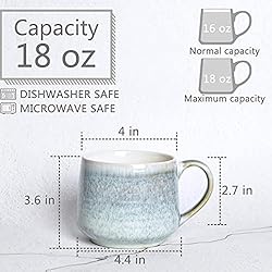 Bosmarlin Large Ceramic Wide Coffee Latte Mug Set