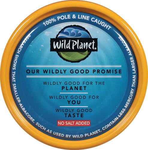 WILD PLANET WILD ALBACORE TUNA,NO SALT ADDED, CANNED TUNA, SUSTAINABLY WILD-CAUGHT, POLE & LINE, NON-GMO, KOSHER 5 OZ