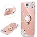 Galaxy Note 4 Case,PHEZEN Samsung Galaxy Note 4 Glitter Case Bling Rhinestone Rose Gold Mirror Makeup Case with Ring Holder Stand Diamond Crystal Flower Protective TPU Case for Samsung Galaxy Note 4