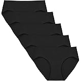 5 Pack of Women's Invisible Seamless Hipster Panties Mid-Rise No Show Laser Cut Brief Underwear