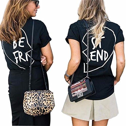 Fullkang Women Best Friend Letter Print T-Shirt BFFs Matching Shirts