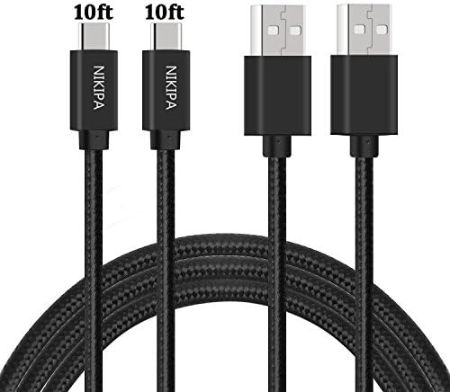 USB C Charging Cable, Nikipa 2Pack 10FT Nylon Braided USB Type C to USB A Data Sync and Charger Cable for New Macbook 12 Inch,Galaxy Note 8, S8 S8 Plus, Nintendo Switch, LG G5 / G6 / V20 and More