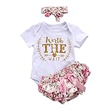 Infant Girls Letter Romper Floral Bow Shorts