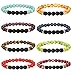 LOLIAS 8 Pack Bead Gemstone Bracelet for Men Women Natural Stone Diffuser Bracelet Stretch Yoga Bracelets (B:8FS a Set)