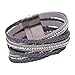 Susenstone Women Bohemian Bracelet Woven Braided Handmade Wrap (Gray)