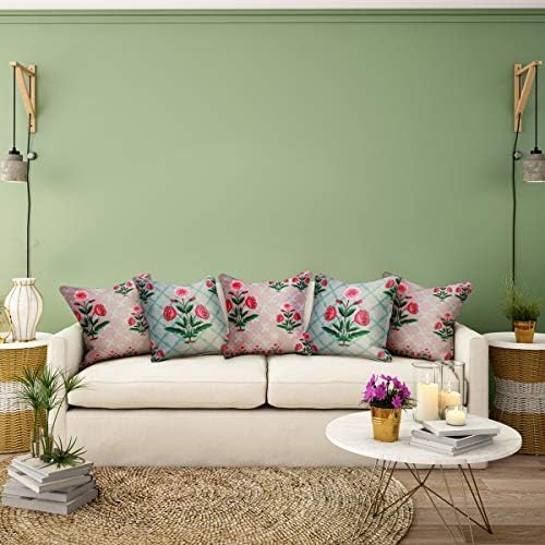 OKAH Set of 5 Multi Color Digital-Print Standard 16 x 16 inch Abstract Cushion Cover