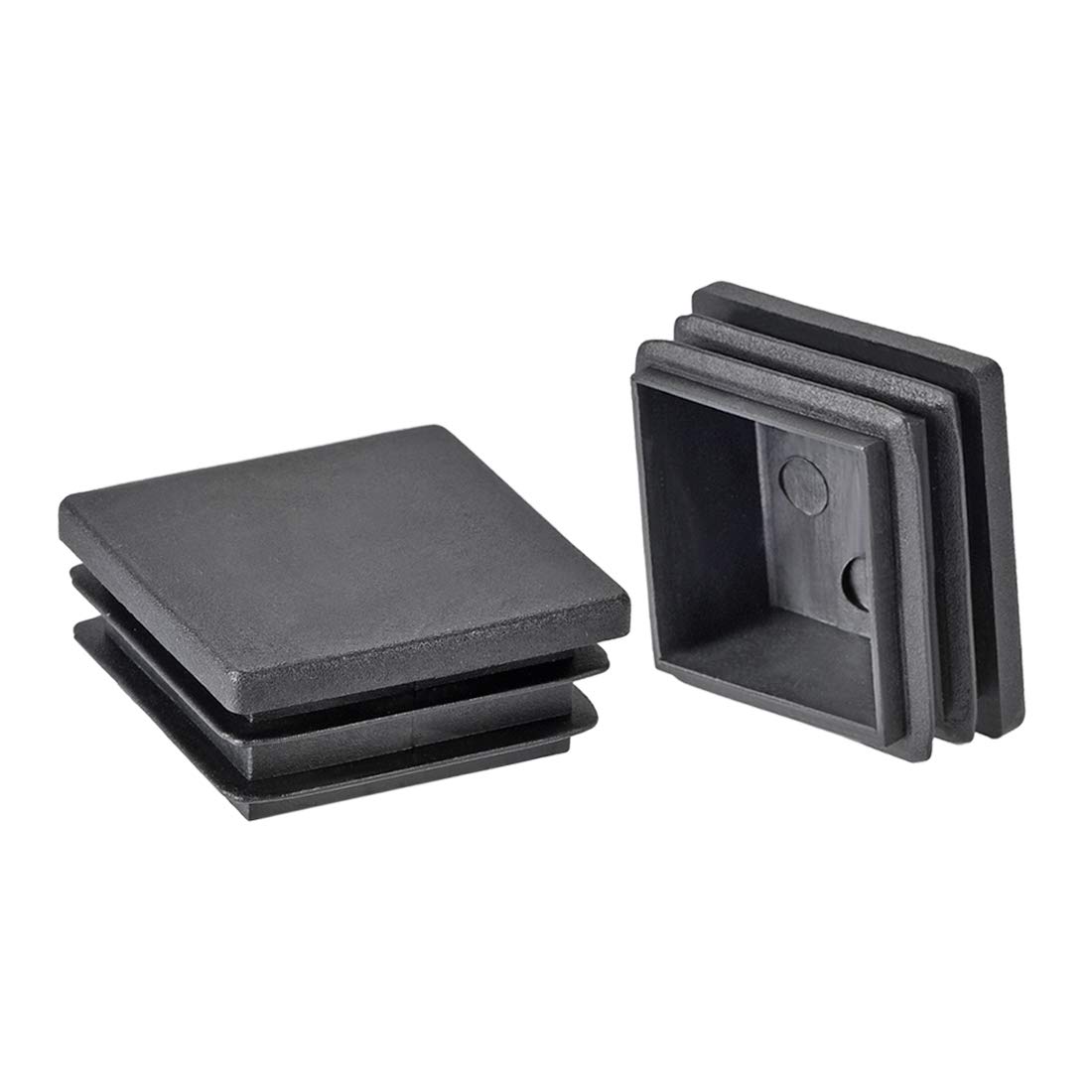 sourcing map 8Pcs 38mmx38mm(1.5inch) Plastic Tubing Plug Square Post End Caps for Handrail Stair Newel Guardrail Tube Black