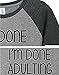 Women Casual I Am Done Adulting Let's Go to Letter Printed 3/4 Splicing Sleeve Baseball T-Shirt Size 2XL (Grey)