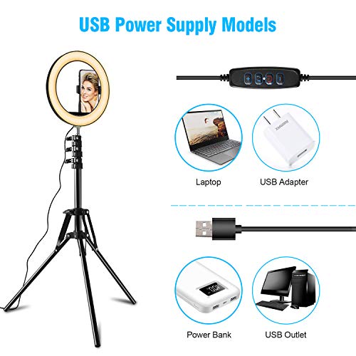 Selfie Ring Light with Tripod Stand and Cell Phone Holder for Live Stream, SPRITREE 10.2\