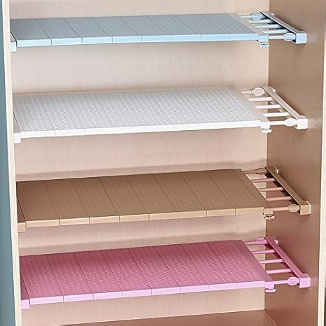 Zhuotop Einstellbare Lagerregal Badregal ohne Bohren für Kleiderschrank Aufbewahrung Küche Badezimmer Separator Kunststoff we