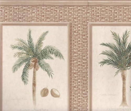 Brown Bamboo Palm Trees Wallpaper Border