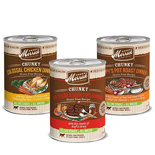 Merrick Chunky Canned Dog Food Variety Pack 3 Flavors (12 Pack