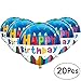 18 inch Blue Happy Birthday Round Shape Foil Mylar Balloons Cup Cake Helium Balloons Baby Shower Anniversary Party Balloons Decorations, 30pcs