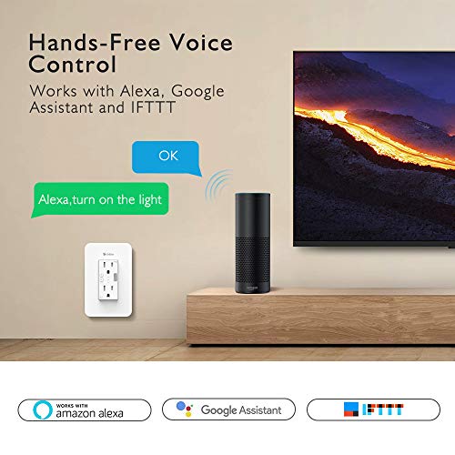 eMylo WiFi Outlet Wall Plate 110V 120V Smart Plug Adapter Socket Plate Surge Protector Timer Switch Voice Remote Control with High Speed USB Ports AC Plugs for Smart Life Alexa Echo Google Home IFTTT - Thumbnail 2