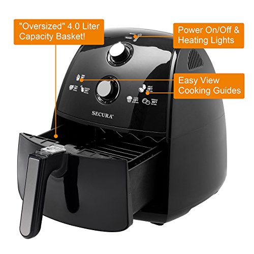 Secura Electric Hot Air Fryer, Recipes,Toaster Rack and Skewers Air