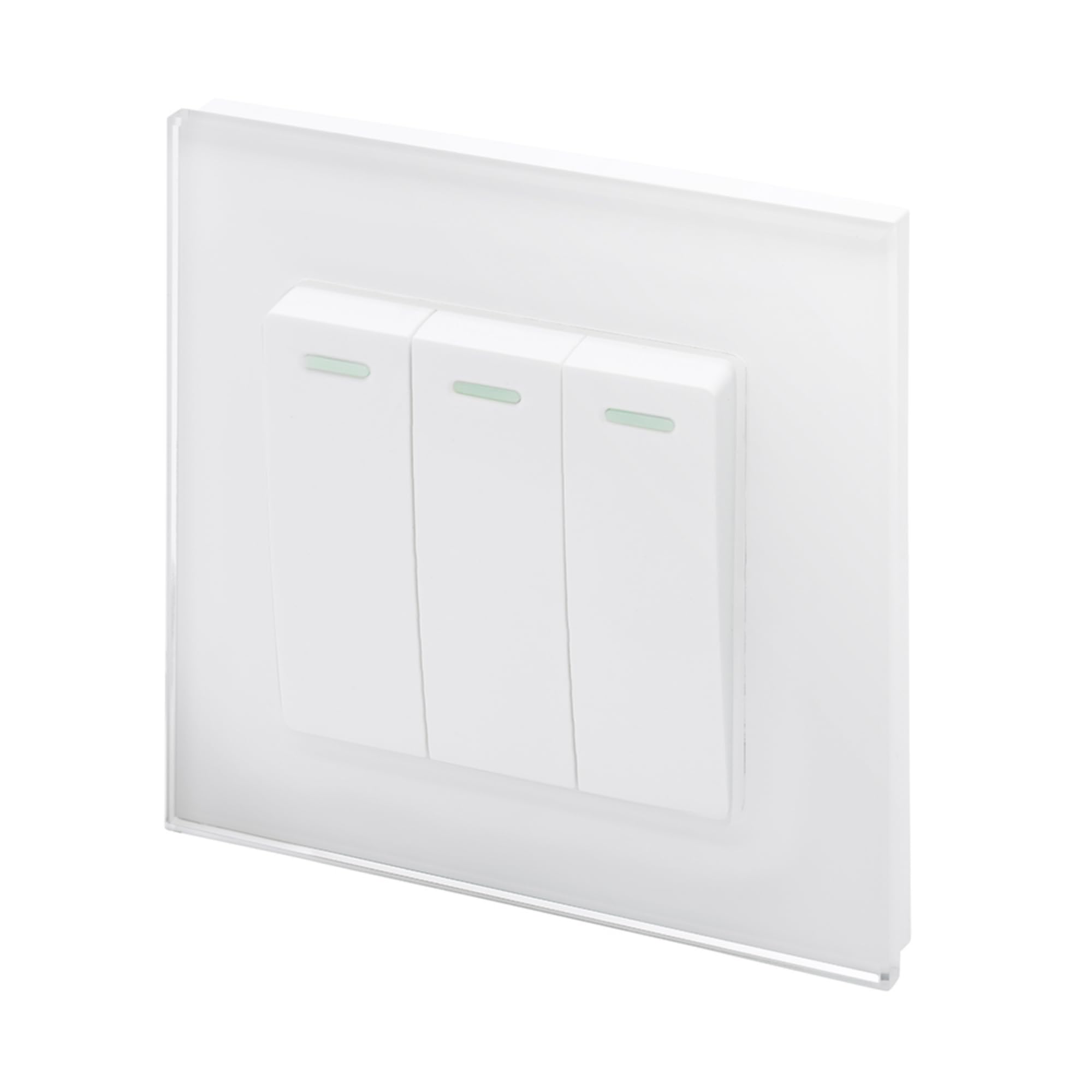 RETROTOUCH Crystal Triple Light Switch, White Glass, 2-Way, 10AX