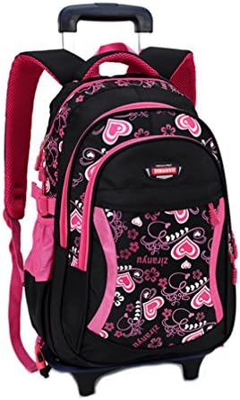Kids Rolling Backpack Phaedra FU Cute School Backpack With Wheels For Girls (Black)