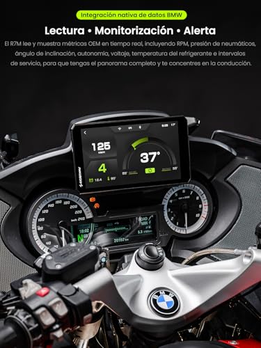 RiderNav R7M 7" Wireless CarPlay and Android Auto for BMW Motorcycles - Wonder Wheel Native Control Action Camera | Real-Time Data Reading (TPMS/RPM) |OTA Updates|GPS IP69K