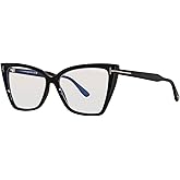 Tom Ford Eyeglasses FT 5844 -B 001 Shiny Black, t Logo/Blue Block Lenses