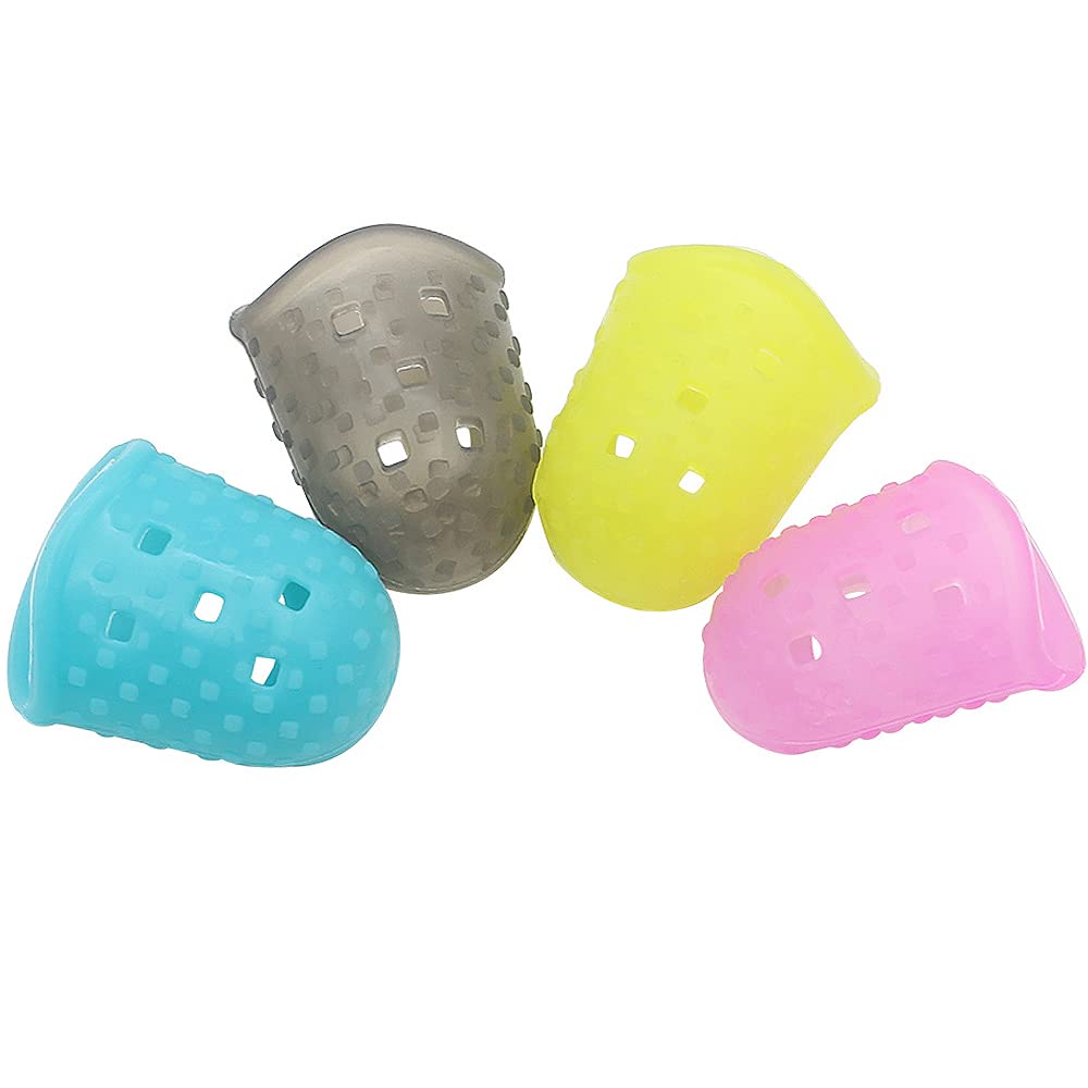MuzcYM 4pcs Guitar Silicone Finger Protector, Guitar Fingertip Protection Covers Caps Finger Guards for Stringed Ukulele Electric Guitar