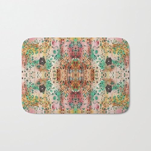 Bohemian 'Dreamscape C' microfiber bath or kitchen mat. Unique shabby Chic boho designer home accessories.