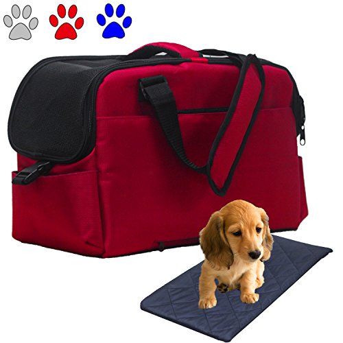 Orionstar Small Pet Carrier Bag TSA Airline Approved for Little Dog Cat Up to 13lb, Heavy Duty Portable & Foldable Soft Sided Travel Sling & Handle Tote Bag with Pocket and Removable Bottom Pad, Red