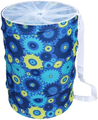 Blu Monaco Foldable Round Laundry Hamper Basket with Handles and Drawstring -Fabric Closet Storage Bag - Blue -Organization with Unique Style - Keep your Laundry Room, Closet, and Home Organized