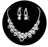 Belle House Sliver Necklace Earrings Beaded Pearls Jewelry Sets for Wedding Bridal Party