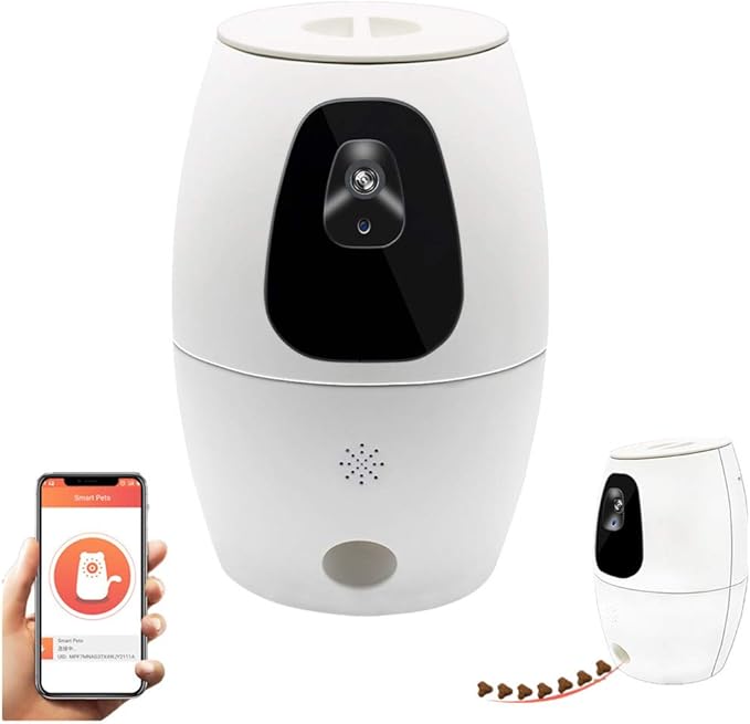 Finebuying Smart Futterautomat Hund Katze Feeder mit WiFi HD Video mit