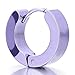 Pair Stainless Steel Purple Huggie Hinged Hoop Earrings Unisex Men Women