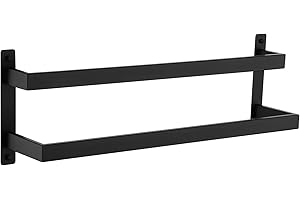KOKOSIRI Towel Bars Black Bath Towel Holders 20 Inches Bathroom 2-Tiers Ladder Towel Rails Wall Mounted Towels Shelves Rack S