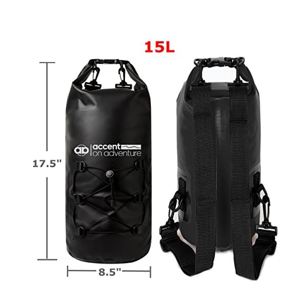 IPX6-Certified-Waterproof-Dry-Bag-Compression-Sack-Waterproof-Phone-Case-Roll-Top-Closure-2-Detachable-Shoulder-Straps-Kayaking-Snowboarding-Rafting-Boating-Hiking-Camping-Black