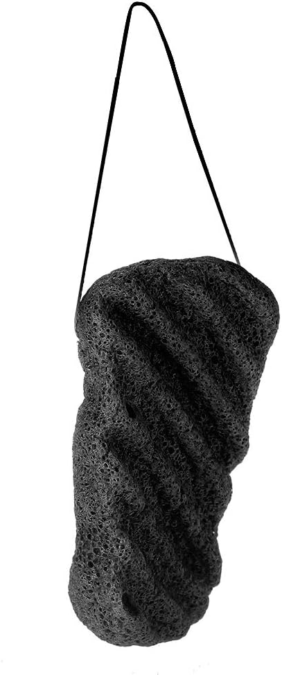 Konjac Sponge Set, Natural Long Wave Body Sponge for Deep Cleansing Skin Care Big Size Facial & Body Wash Sponge (Black - Image 5