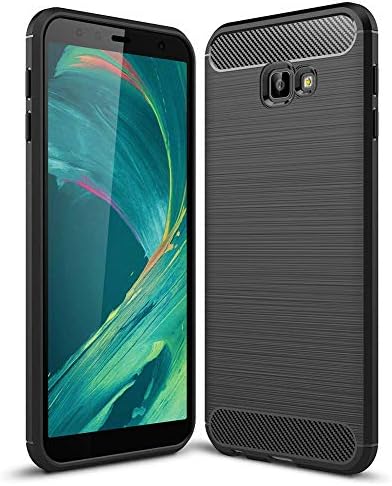 Toppix Case for Samsung Galaxy J4 Core / J4 Plus (2018), Soft TPU Bumper Flexible [Shock Absorption] [Carbon Fiber Texture] Bumper Protective Cover for Samsung Galaxy J4 Core / J4 Plus (2018), Black