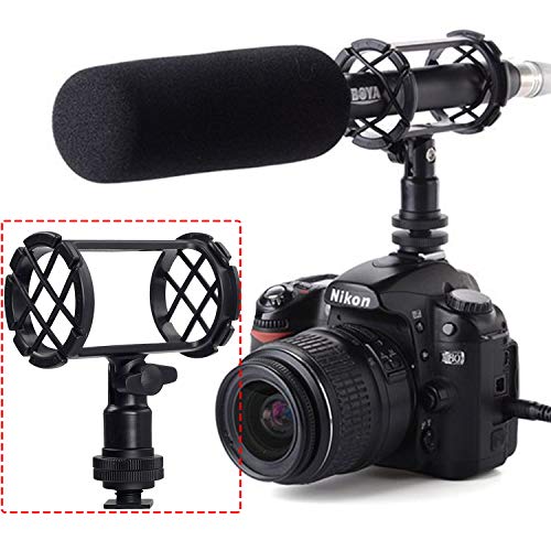 Shock Mount for Shotgun Mic Interview Recording, BOYA BY-C04 Camera Microphone Shockmount & Hot Shoe Mount for Professional Shotgun Microphone Senheisser ME66 Rode NTG-2 NTG-1 Audio-Technica AT-875R - Thumbnail 2