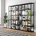 Tribesigns Bookcase Bookshelf with Metal Mesh, Industrial 6-Staggered Etagere Bookcase Book Shelves, Display Shelf Storage Organizer for Home Office (Black)