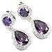 FC White Gold GP CZ Teardrop Amethyst Halo Color Bridal Wedding Purple Crystal Drop Earrings
