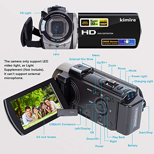 kimire Video Camera Camcorder Digital Camera Recorder Full HD 1080P