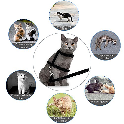 image for ONSON Cat Harness, Adjustable Harness Nylon Strap Collar with Leash, C