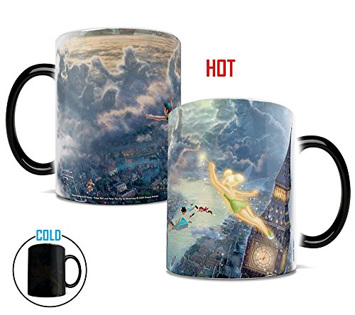 Morphing Mugs Thomas Kinkade Disney Tinker Bell and Peter Pan Fly to Neverland Heat Reveal Ceramic Coffee Mug - 11 Ounces