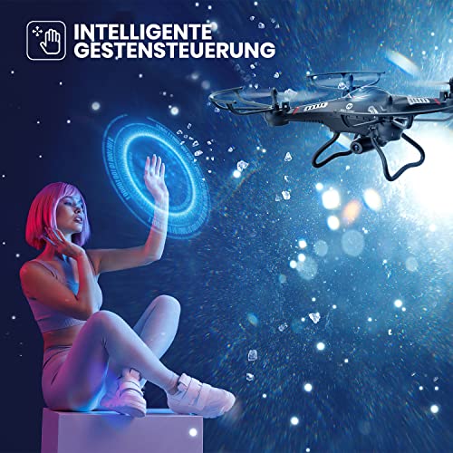 Holy Stone F183W Drohne mit Kamera 1080P für Kinder,RC Quadcopter mit 2 Akkus, WiFi FPV Live Übertragung,Handysteuerung,3D-Rollen,Not-Aus,Höhenhaltung,Kopflose Modus,One-Key-Start für Anfänger Jungen