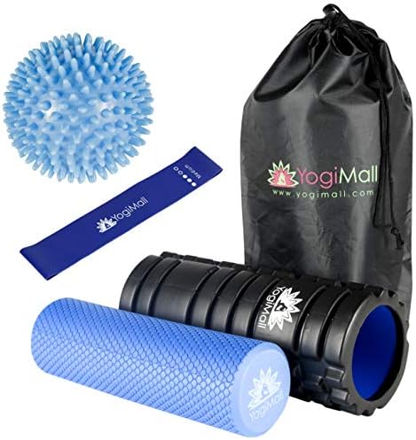YogiMall All-In-One Massage & Fitness 10 Piece Mobility Kit – Dual Foam Rollers, Massage Stick, Lacrosse, Spiky Ball, 3 Resistance Loop Bands & Bag OR 5-in-1 Foam Roller Set for Total Body Massage