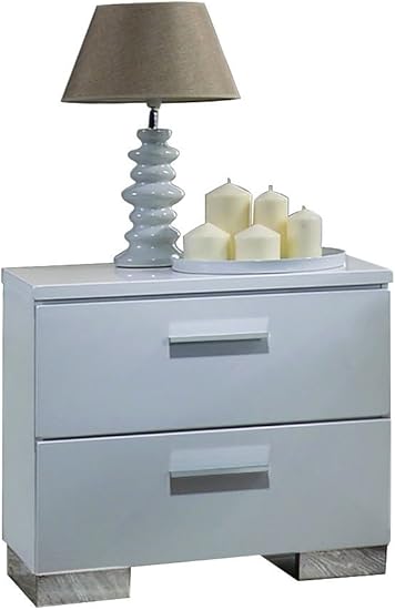 Amazon Com Acme Lorimar Nightstand White Chrome Leg Furniture Decor