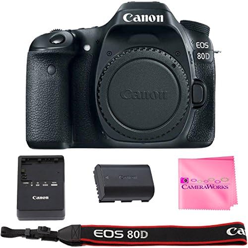 Canon EOS 80D Body SLR Digital Camera Value Bundle + Camera Works Microfiber Cloth