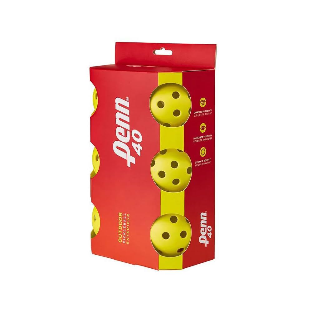 Penn 40 Outdoor Pickleball Balls - 6-Pack - Softer Feel for Recreational & Club Play - USAPA Approved