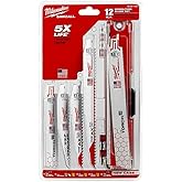 Milwaukee 12 Piece Multi Material (Wood, Plastic, Metal) Bi-Metal SAWZALL Ultimate Demolition Reciprocating Saw Blade Set