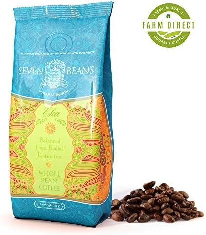 "Eka" Whole Bean Coffee - Medium Roast - Single Origin Indian Gourmet Coffee by Seven Beans Coffee Company (17.64 Oz)