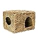 Mkono Natural Seagrass Mat Hideaway Hut Toy, Hand Woven Folding Beds Sleeping Chew Toys for Guinea Pig
