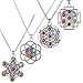 PSEEHEE Sacred Geometry 7 Chakra Healing Crystals Necklace, Reiki Stones Pendant Jewelry