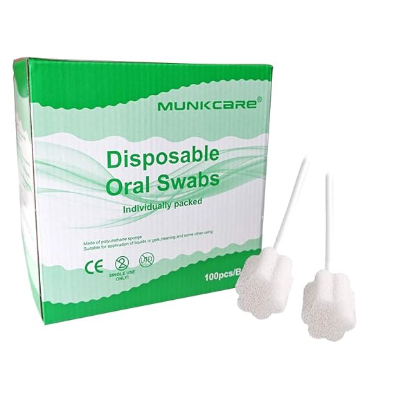 MUNKCARE Disposable Oral Swabs Mouth Cleaning Oral Swabsticks Untreated